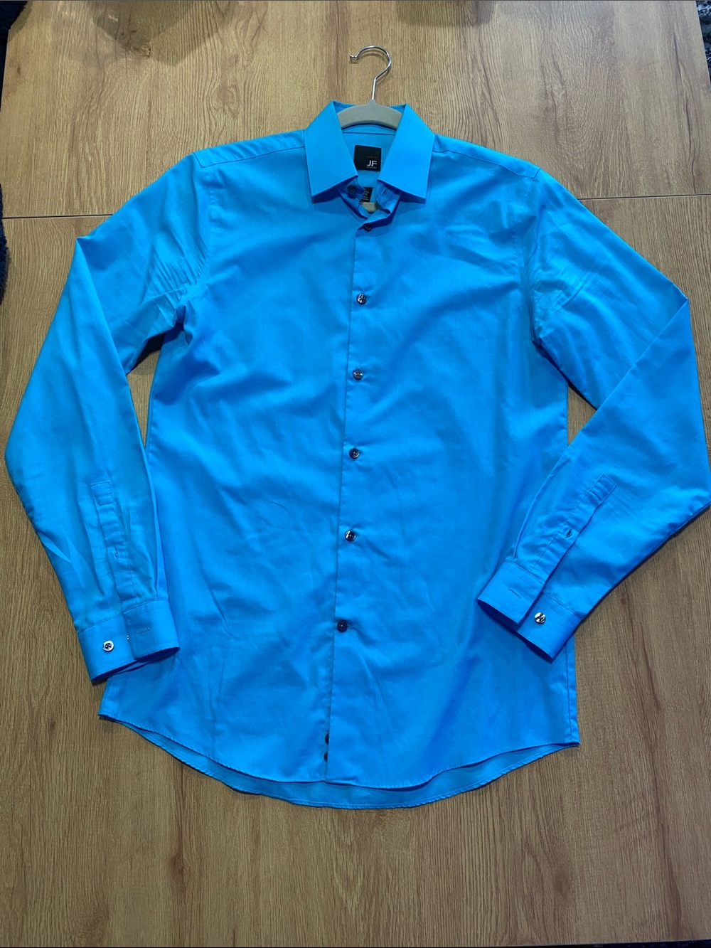 jf j.ferrar Bright Blue Long-Sleeve Dress Shirt